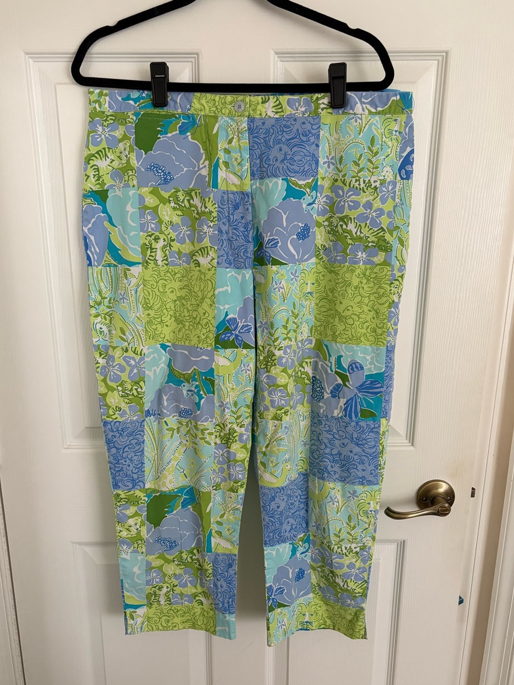 Lilly Pulitzer Floral Patchwork Pants in Blue & Green